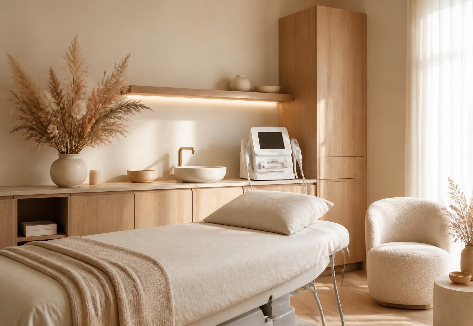 Behandelkamer van Macdora Body Contouring in Sliedrecht met warme, neutrale kleuren